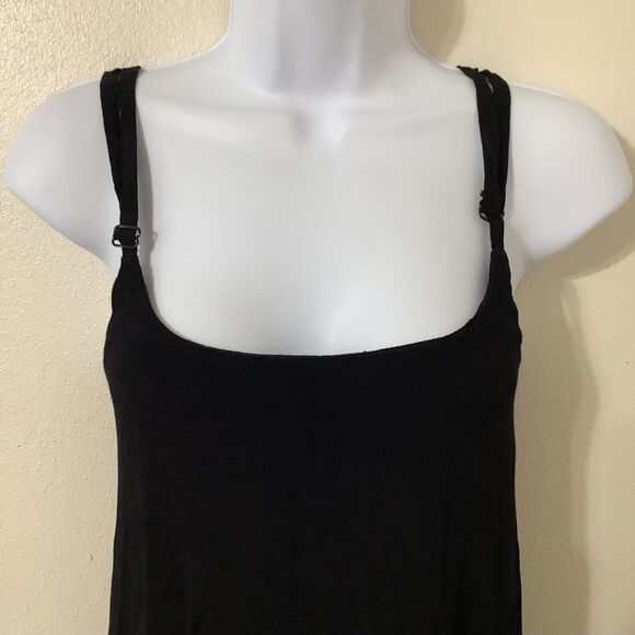 Reformation Black Slinky Dainty Gauzy Stappy Grunge Square Neck Slip Dress Med - Picture 2 of 11